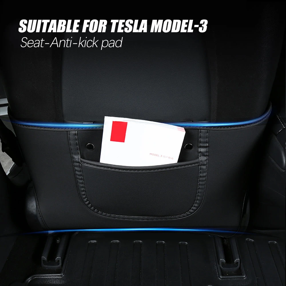 Vergelijkbaar komen Arbitrage 2pcs Kick Mat Back Seat Protector For Tesla Model 3 Model Y Seat Back  Leather Protector Cover Anti-kick With Organizer Pockets - Stowing Tidying  - AliExpress