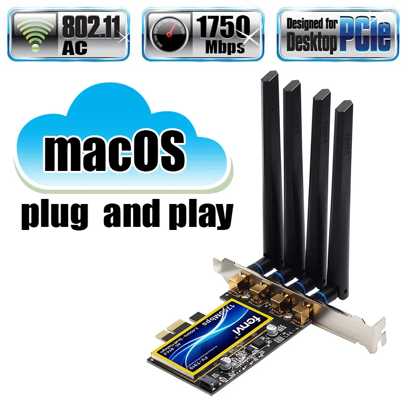 wi-fi, desktop hackintosh mac os pcie adaptador wi-fi, sem fio 4 antenas