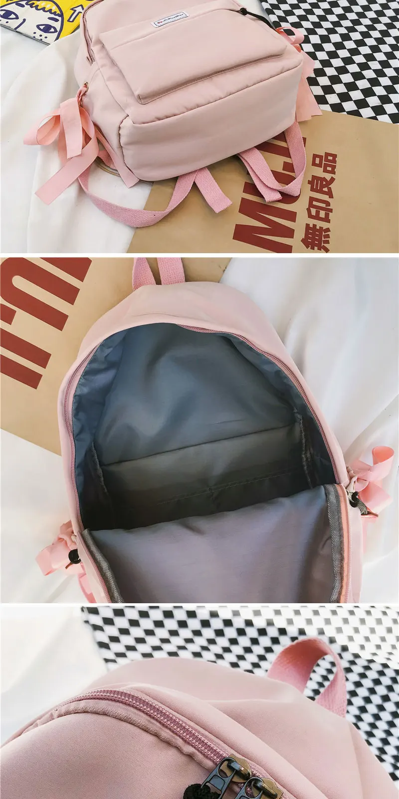 Модный женский рюкзак Feminina Mochilas Mujer дорожная сумка школьная сумка для девочек-подростков водонепроницаемые нейлоновые черные рюкзаки
