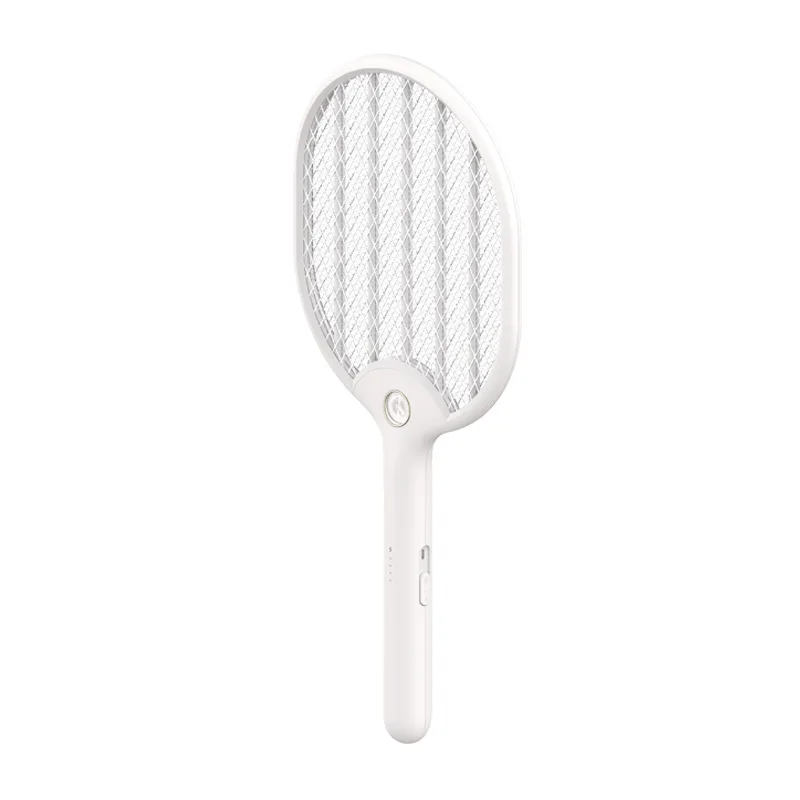 

3 Layer Grid Multi-Function Usb Rechargeable Led Electric Fly Swatter Mosquitoes Insects Racket Killer Racquet(White)
