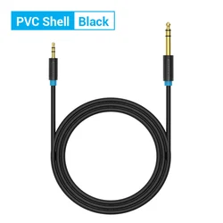 Premium Audio Aux Cable Adapter - 6.5mm to 3.5mm TRS Jack for Speakers and Amplifiers (PVC Shell-Black)