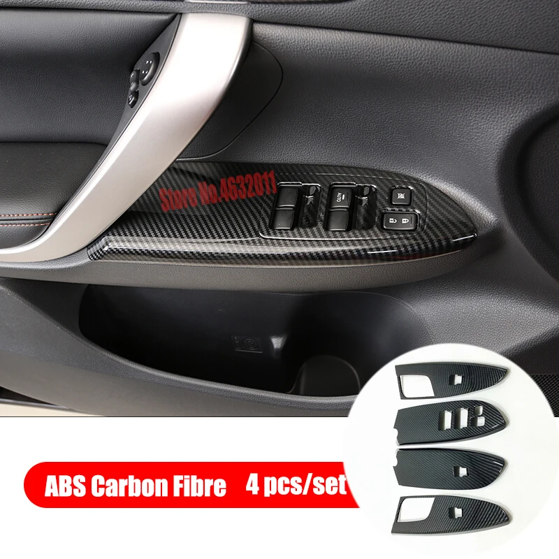

For Mitsubishi Eclipse Cross 2017 2018 LHD ABS Matte/Carbon Fibre Door Window glass Lift Control Switch Panel Cover Trim 4pcs