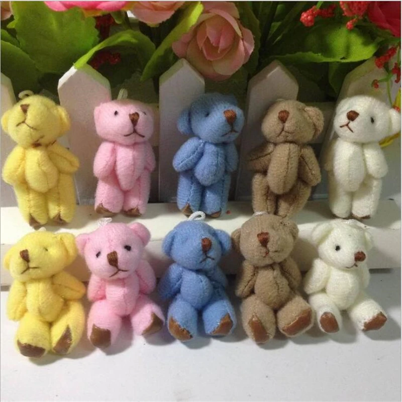 100 шт./лот 4,5 см Kawaii маленький Медвежонок Мягкие плюшевые игрушки, маленький телефон кулон DIY игрушка медведь подарки 5 цветов