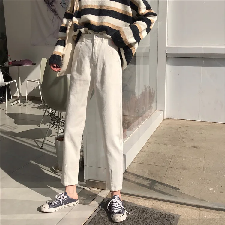 Джинсы, женское платье, весна, стиль, высокая талия, для похудения, свободный крой, студенческие Капри, прямые брюки, женские брюки-дудочки Je
