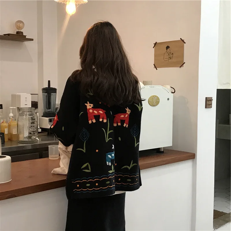 resurrection. Both sides loose wear embroidery cardigan restoring ancient ways the new autumn v-neck sweater