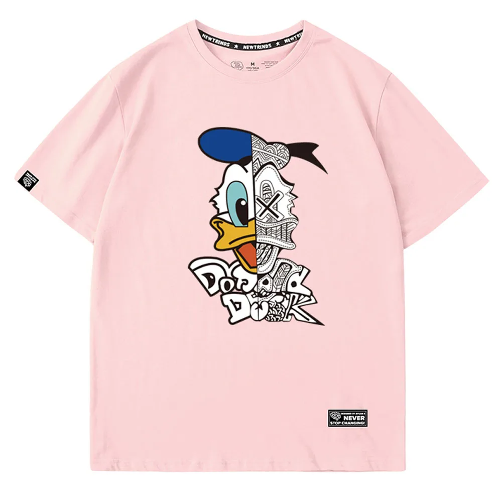 Модная Милая футболка с принтом в виде Дональда Дака из мультфильма disney, стильная женская футболка с круглым вырезом и коротким рукавом, свободная футболка, топы, 5 цветов