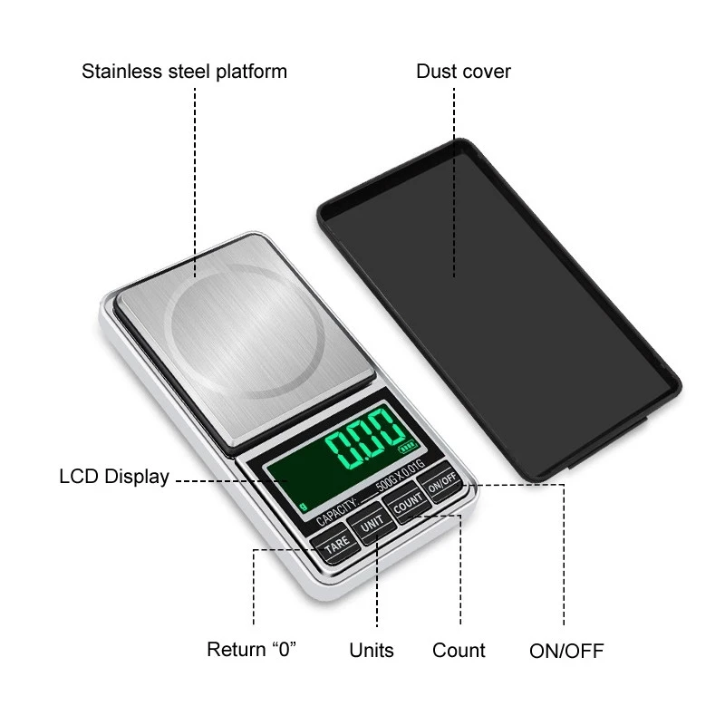 DANIU Mini Green Backling 0.01g Pocket Digital Scales for Gold Bijoux Sterling Jewelry Weight Balance Gram Electronic Scale