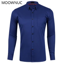 Модные рубашки новые мужские Брендовые однотонные весенние Умные повседневные без глажки американские размеры Мужская Летняя и осенняя официальная одежда с длинными рукавами MOOWNUC MWC