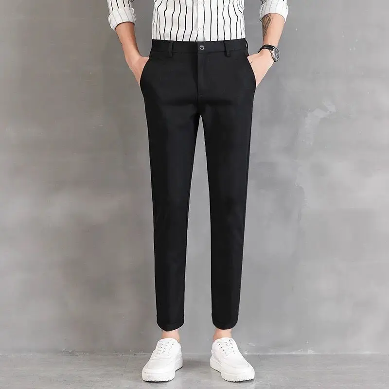 Black Suit Pants Men Korean Style 