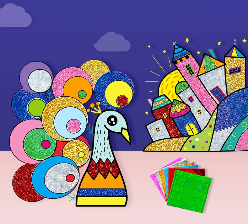 9 шт./12 шт. детская блестящая Волшебная цветная бумага DIY художественная Ремесленная игрушка Детские креативные наклейки рисунок ручной работы Когтеточка игрушка из бумаги ZXH