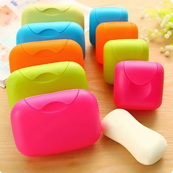 

1pcs Portable Soap Dishes Soap Container Bathroom Acc Travel Home Plastic Soap Box With Cover Small/big Sizes candy color
