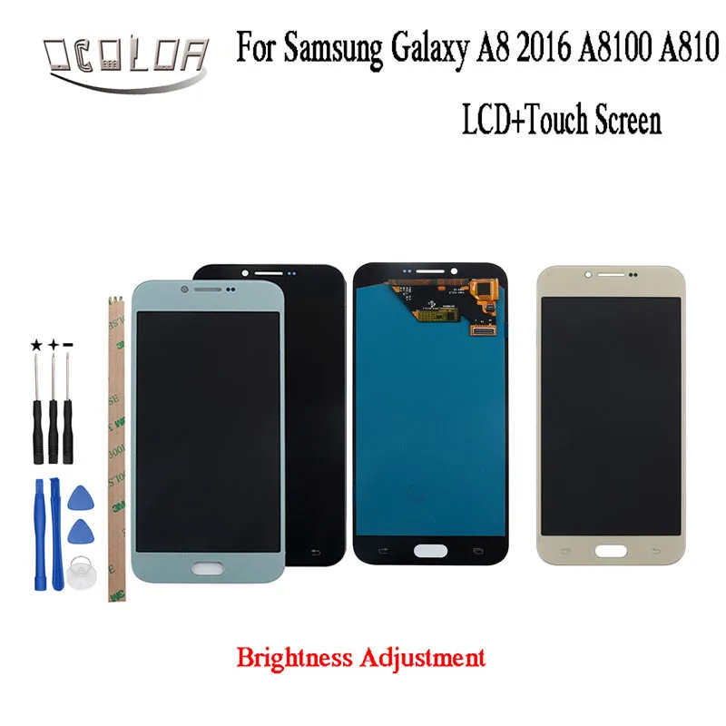 

ocolor For Samsung Galaxy A8 2016 A8100 A810 LCD Display and Touch Screen 5.7 inch Assembly Repair Parts With Tools +Adhesive