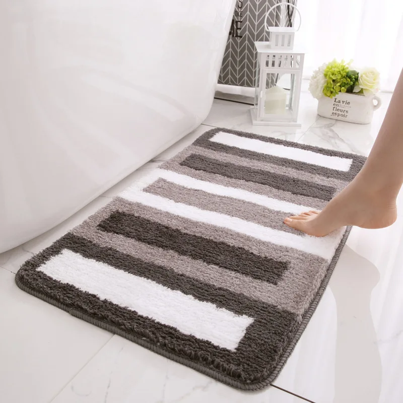 Geometric Anti Slip Bath Rug Water Absorption Microfiber Bathroom Mat