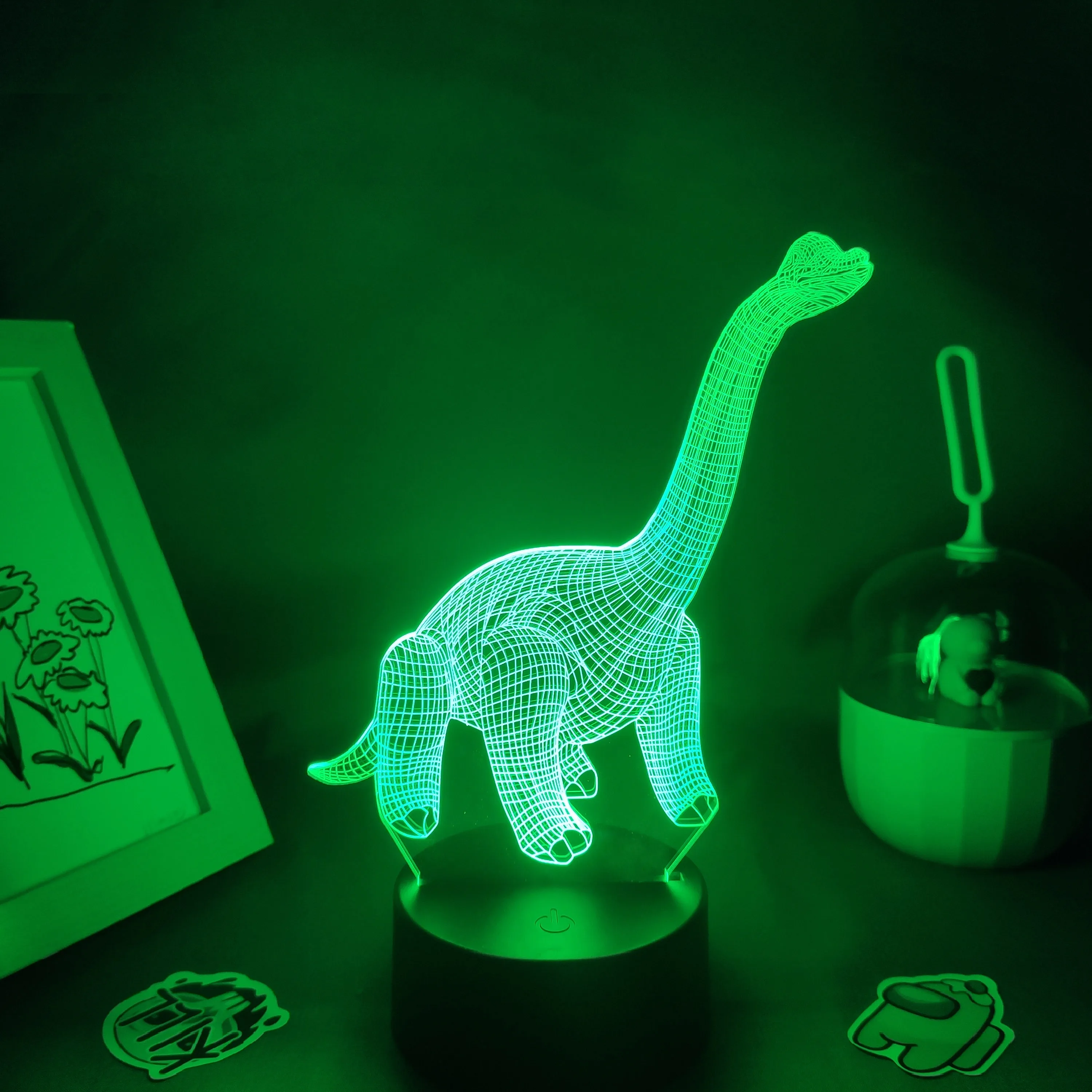 Животные Динозавр Брахиозавр 3D светодиодный неоновые лампы RGB ночные огни