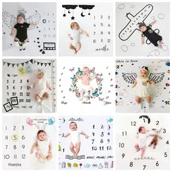 Cartoon Pattern Infant Baby Blankets Milestone Photo Props Background Backdrop Play Mats Cloth Calendar Photo Accessories