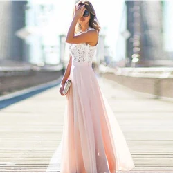Lace Fluffy Evening Dresses Sleeveless Pink Dress for Ladies Party Formal Party Plus Size Floor-Length Robe De Soirée Femme