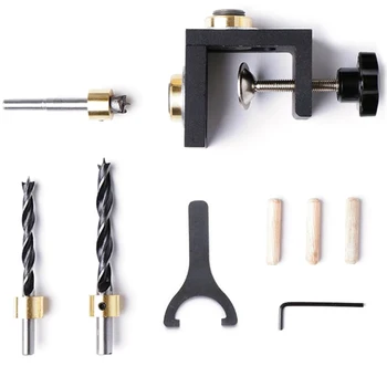 

9 Pcs Woodworking Drill Bit Positioning Pin Fixture Drilling Locator Kit Woodworking Locator Tool with Step Drill