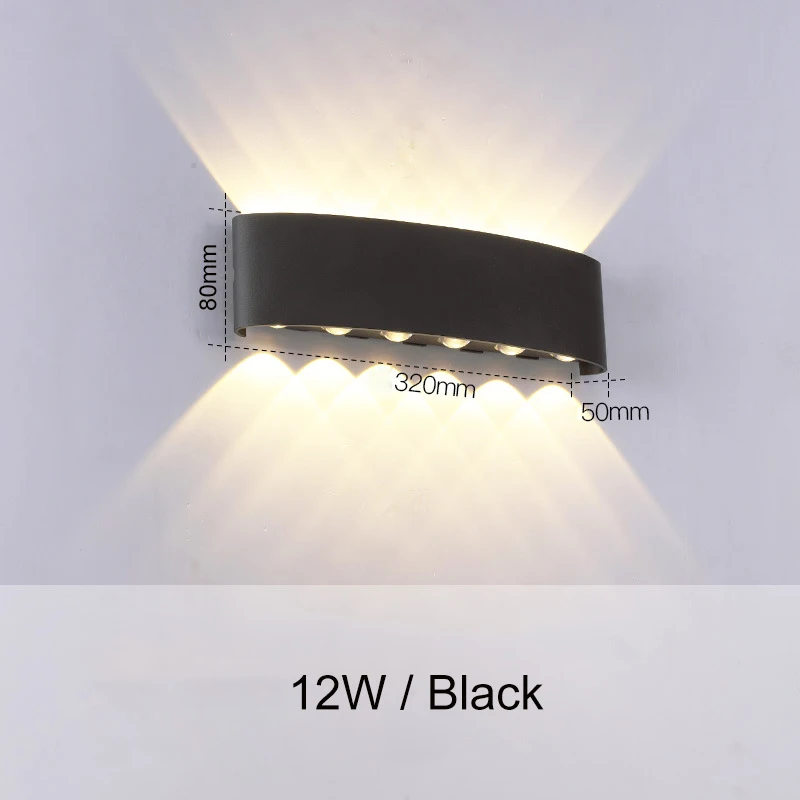 12W Black Крытый 2 Вт 4 Вт 6 Вт 8 Вт 12 Вт светодиодный настенный светильник AC100V/220 В Алюминиевый Декоративный Настенный бра спальня светодиодный настенный освещение для помещений и улицы ZBW0010 - Цвет абажура: 12W Black