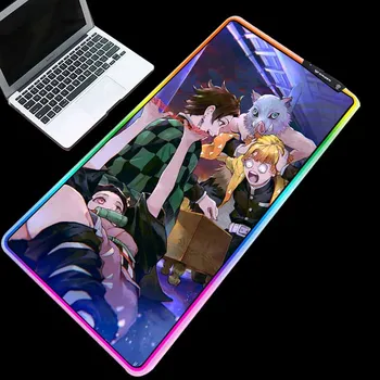 

ZSUXTCRGB Computer Game Mouse Pad Large LED Cold Light USB Electric Japanese Anime Ghost Swordsman Home Quality Keyboard Mat