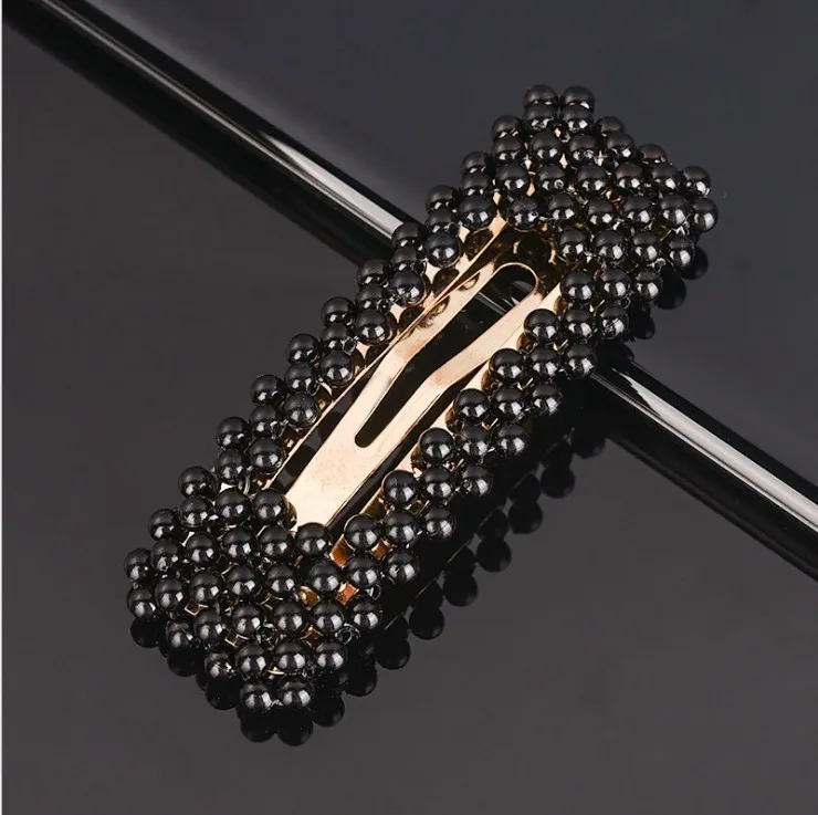 Black Square(8cm) 2 шт., элегантные жемчужные заколки для волос для женщин и девочек, заколка для волос из сплава, заколки для волос, милый корейский дизайн, аксессуары для укладки волос - Цвет: Black Square(8cm)