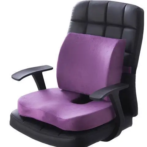 2 In 1 Bamboo Fiber Memory Foam Seat Cushion Back Cushion Slow Rebound Waist Support Set for Home Office Health Care Chair Pad 