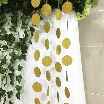 

Golden White Multicolor Glitter Eound Ring Paper Garland Plant String Wedding Birthday Baby Shower Party Decoration Supplie
