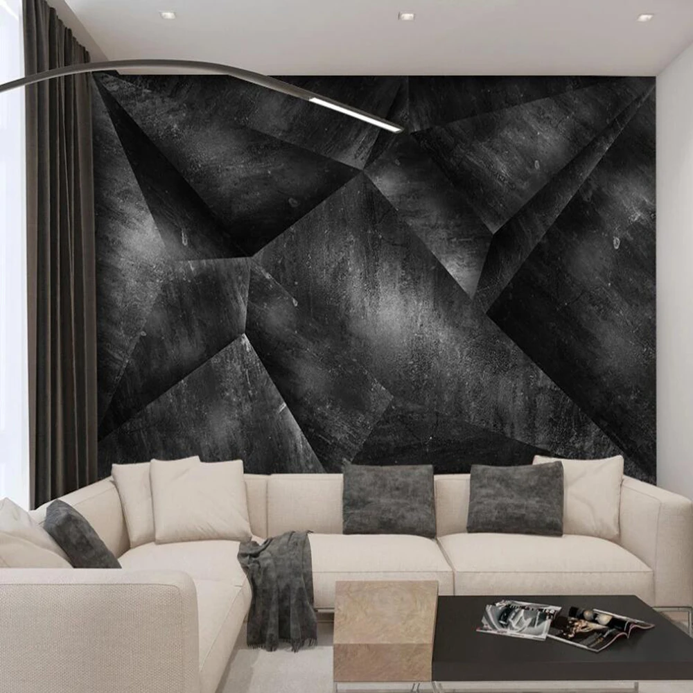 Milofi custom 3D wallpaper mural creative black and white geometric square TV sofa background wall decoration | Обустройство дома