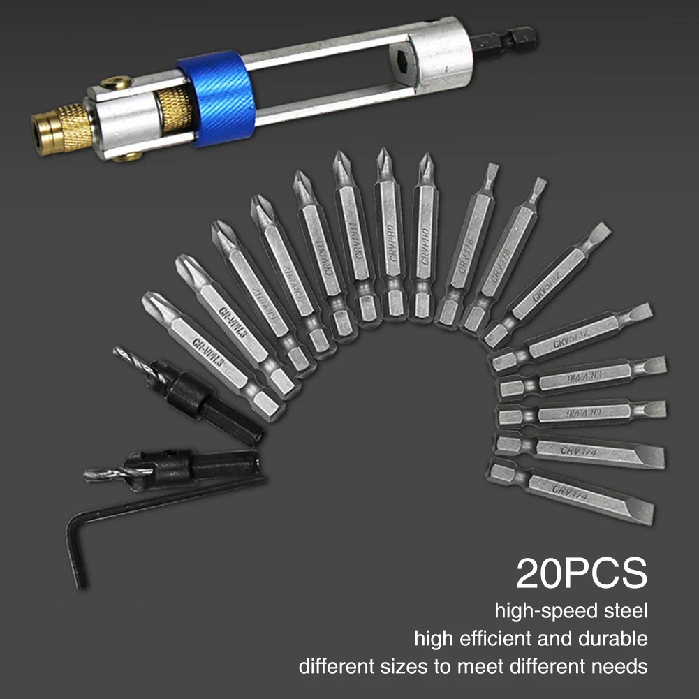 20pcs Countersunk Tools Multi-functional HSS Bits Screwdriver Head Set Allen Wrench Professional Hard Portable Double Use Hand