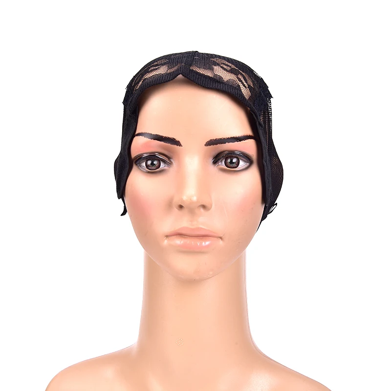 Женский кружевной черный парик, шапка, сеточка для изготовления париков, регулируемые ремешки для волос, эластичная сетка для плетения волос