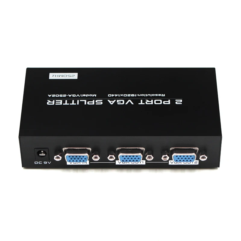 

VGA Splitter 1Ã—2 1 PC to 2 Monitors Video Distributor Converter for Laptop CCTV Projector HDTV with 9V US Power Adapter