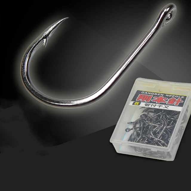 High Carbon Steel Fishing Hook With Ring Crooked Mouth Barbed Fish