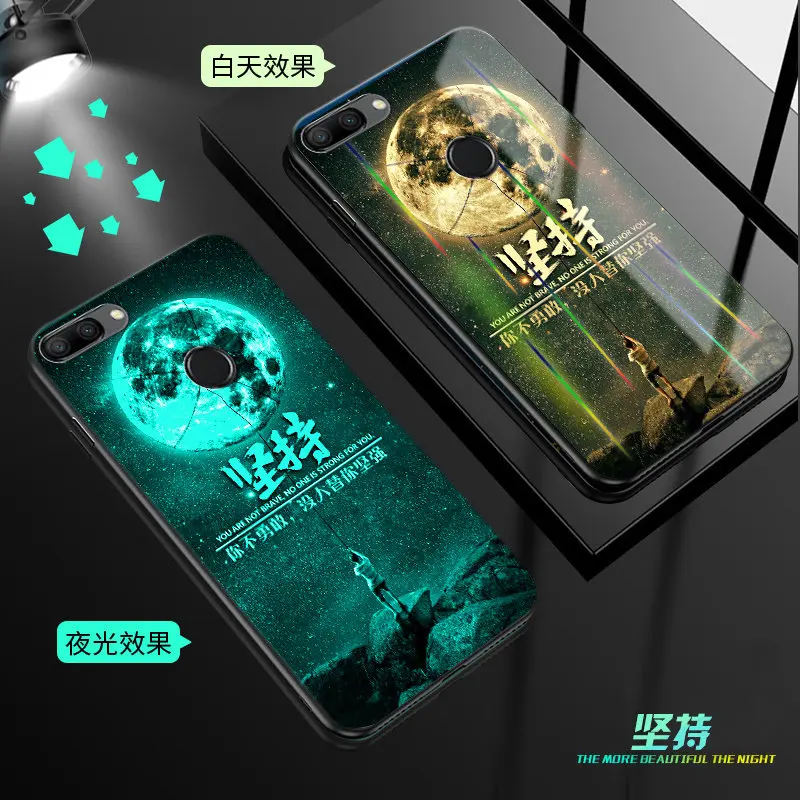 Светящийся чехол Aurora для huawei Honor 8C, 6,2" светящаяся задняя крышка из закаленного стекла для huawei Honor 8C, силиконовый чехол для сотового телефона