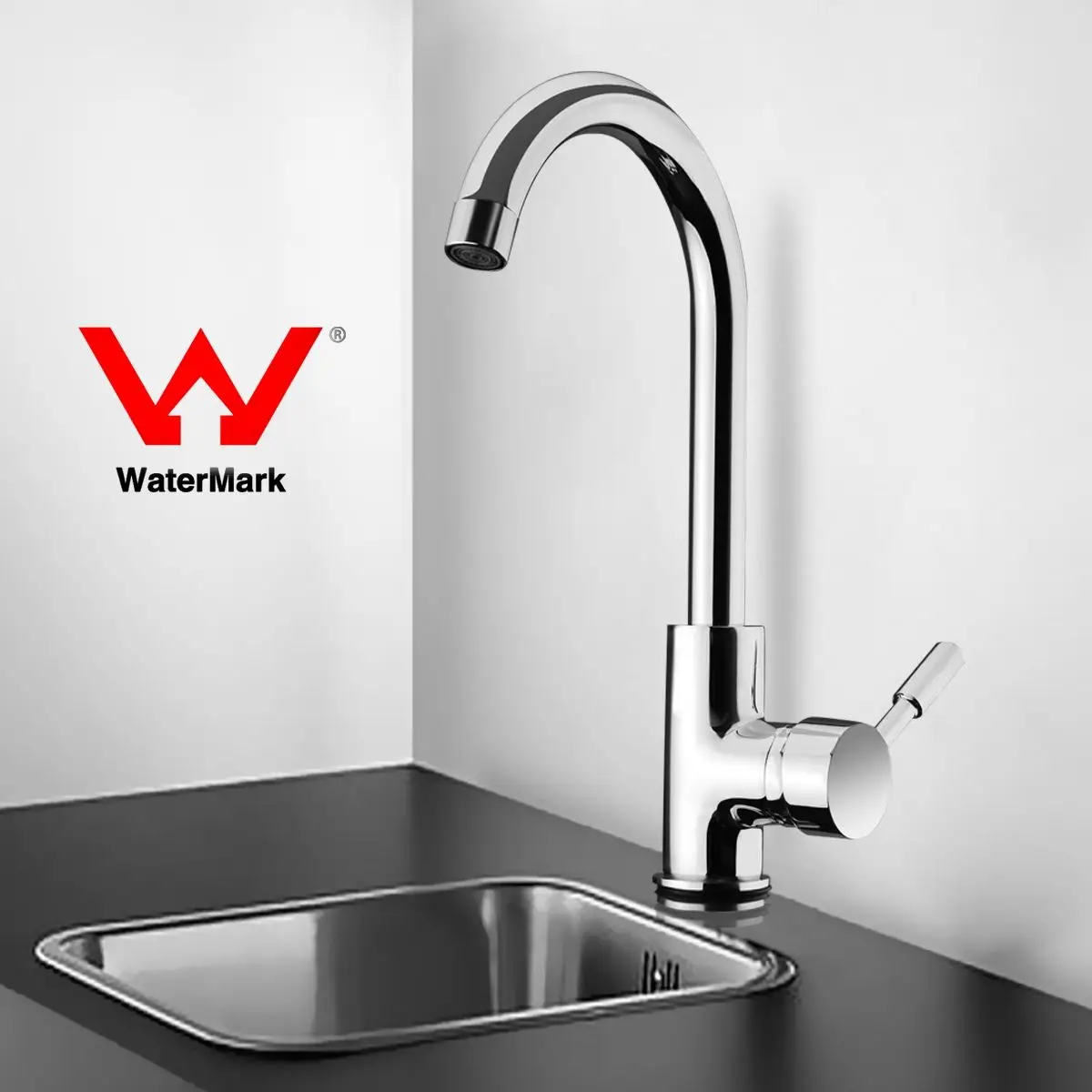 

Chrome 360Rotatable Kitchen Sink Basin Water Faucet Curved Spout Mixer Tap Bathroom Hot And Cold Single Handle Tap Deck Mounted