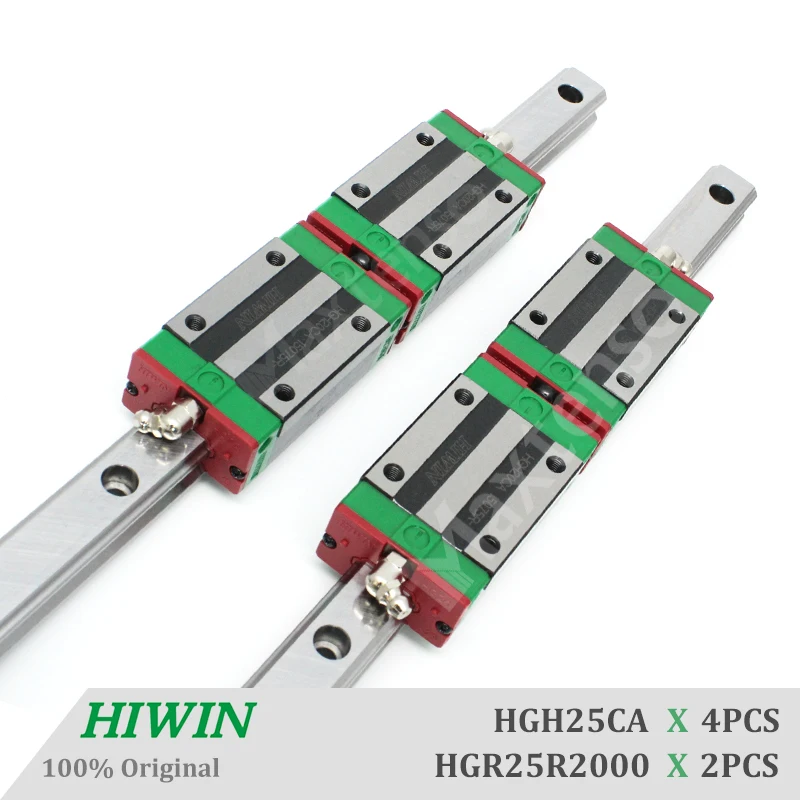 HIWIN HGR25 Heavy Load 2000mm Linear Guide Rail and Blocks HGH25CA Carriage for High Quality CNC Rail Components Machine Center