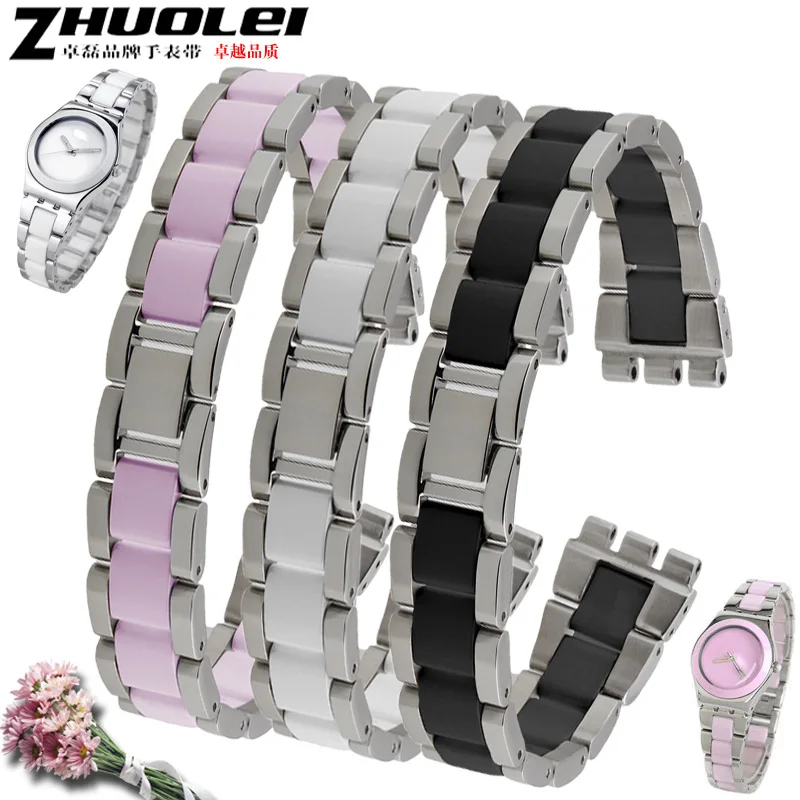 Модный ремешок для часов swatch YGS716 YAS100 YLS141 из нержавеющей стали с керамическим