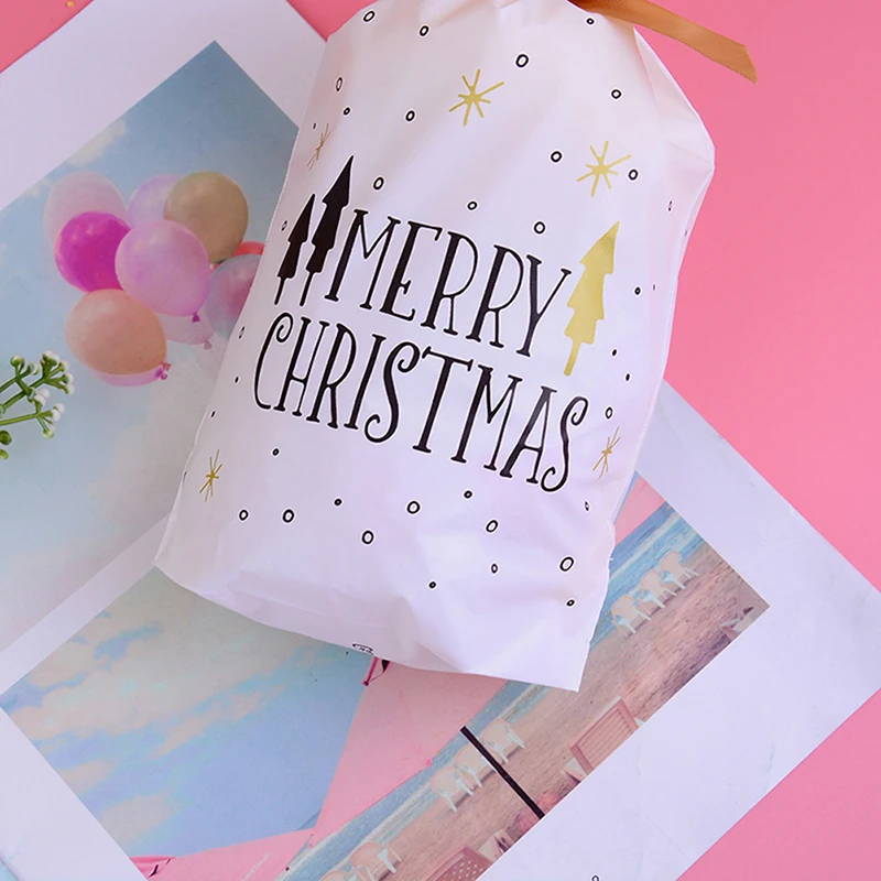 10pcs Christmas Tree Christmas Gift Bags Xmas Candy Bag Merry Christmas New Year Favors