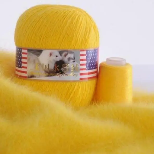 Goose yellow 70 г/шт., Высококачественная кашемировая длинная мягкая пряжа с шерстью норки, плюшевая Мериносовая бархатная шерсть, ручная вязка крючком, теплая пряжа AQ310 - Цвет: Goose yellow