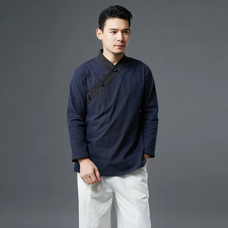 

Chinese-style Origional Men'S Wear 2019 Spring New Style Three Cloth Buckle Chinese Clothing Mixed Colors Pullover MEN'S Coat