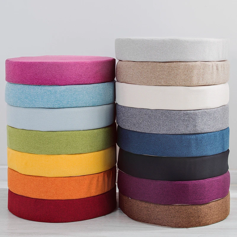 Round Thicken 35D High-density Sponge Cushion Living Room Sofa Linen Cushion Chair Back Cushion Thickness 8CM Office Chair Mat