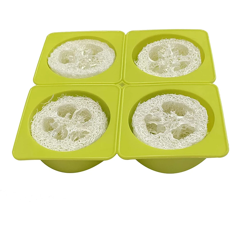 4Cavity Round Silicone Soap Mold Natural Loofah Soap Making Kit Mold 4pcs Loofah Slices Cuts