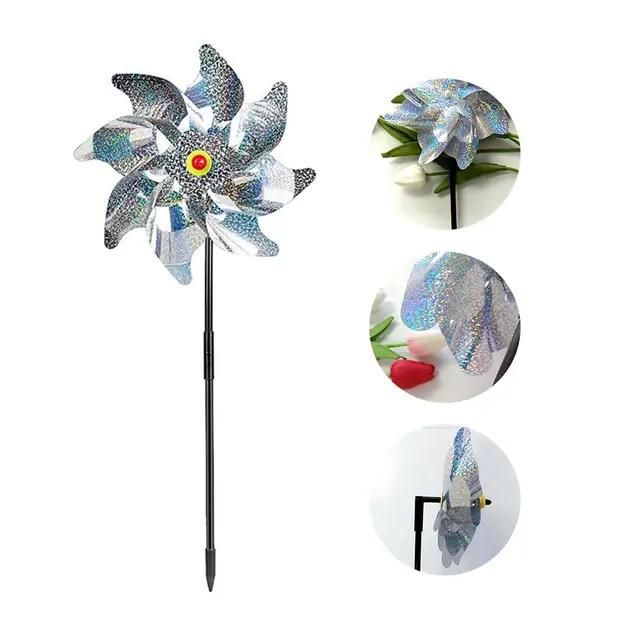 5Db Madárriasztó Szélmalmok Védelme A Kerti Gyümölcsös Udvar Tetőjének Dekorációja Madárgátló Tükrök - Image 3