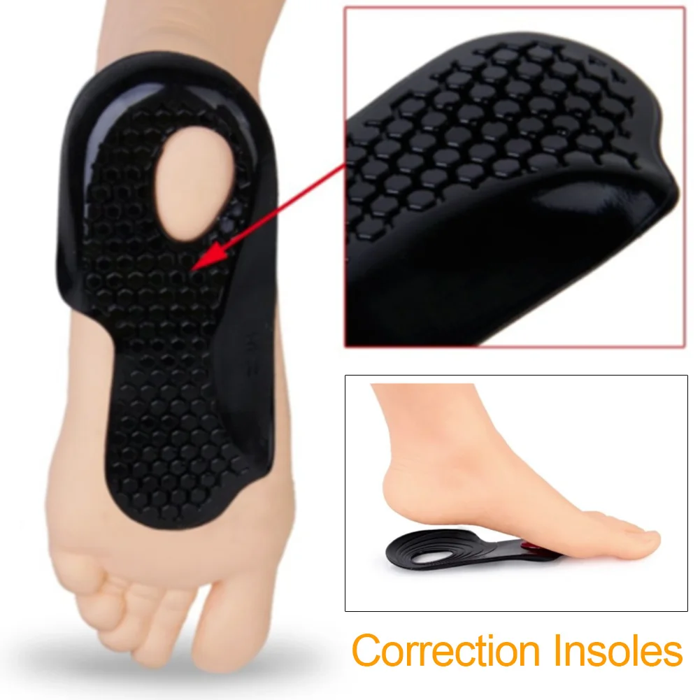 1 Pair Flat Weight Loss Massage Arch Support Pronation Correction Insoles Women Men Inserts Tool PU Gel X O Type Feet Soft