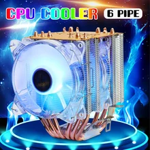 6 Heatpipes RGB Cooler Fan 3PIN CPU Cooler Fan PC Computer Silent Cooling Fans Heatsink Radiator for Intel LGA775/115X 1366&AMD