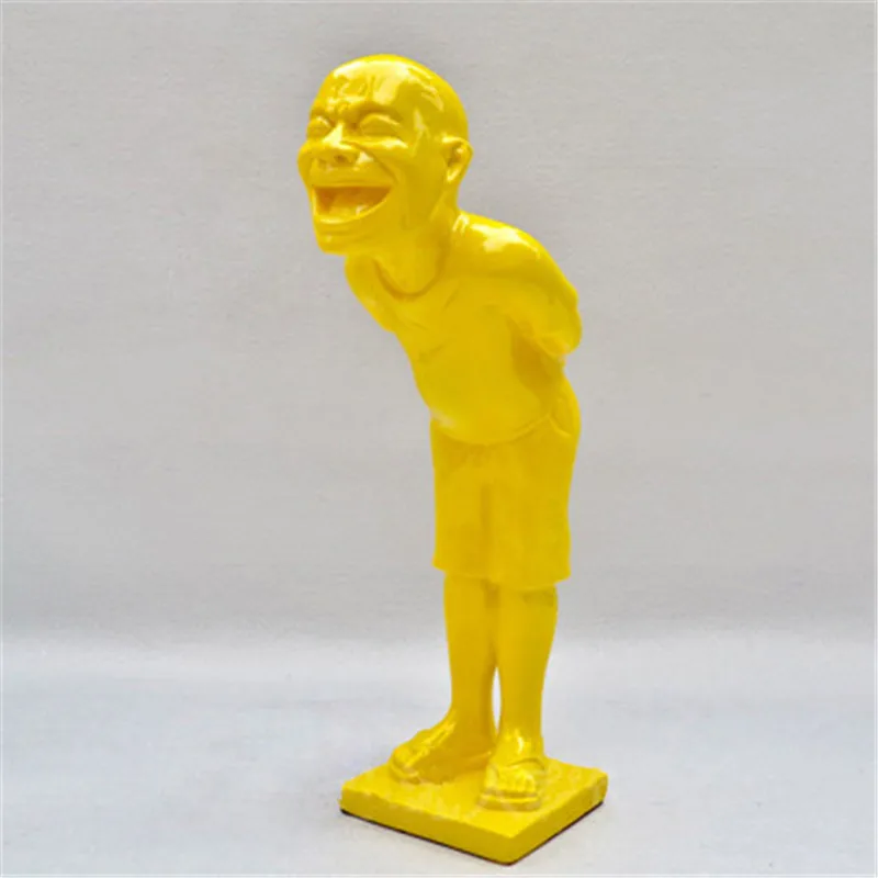 10X32CM Европейский стиль абстракция Yue Minjun Добро пожаловать люди смолы полноразмерная портретная скульптура креативный домашний рабочий стол украшение X2328 - Цвет: 10X32CM