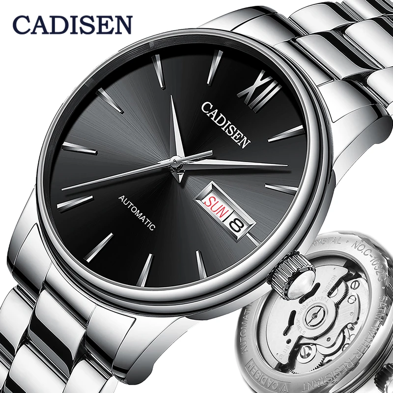 $57.11 Cadisen Men Watch Automatic Mechanical Watches Japan Nh36A Role Date Week Top Luxury Brand Wrist