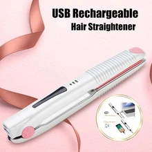 New 2 in 1 Electric Splint Hair Curling Wireless Hair Straightener Ceramic Hair Curler Portable USB Rechargeable Hair Curler