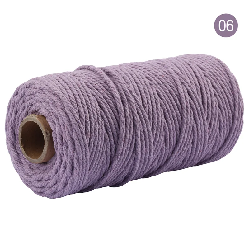 color 06 2Rolls 3mm Cotton Cord Colorful Cord Rope Twisted Craft Macrame String DIY Home Textile Wedding Decorative supply 100meters/roll - Цвет: color 06
