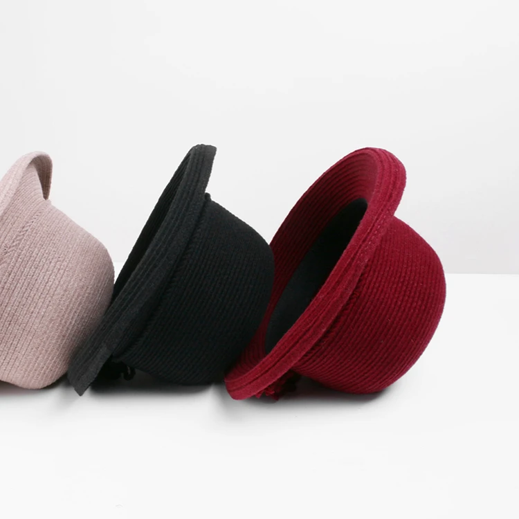 H753 женская шляпа Fedoras, Осень-зима, высокое качество, модная шерстяная шапка для женщин, простая, с коротким козырьком, в британском ретро стиле, для церковных покупок
