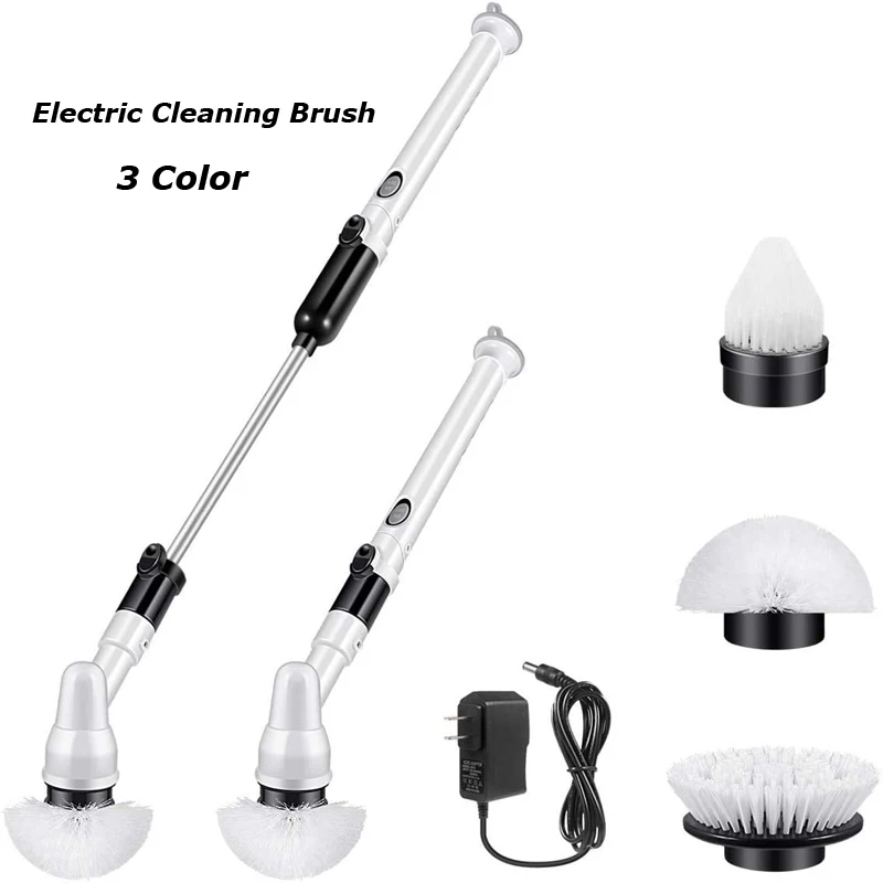 Electric Cleaning Brush Extension Arm Spin Scrubber Cordless Charging Tools With 3 Replaceable Heads | Дом и сад