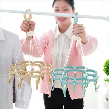 

Household Adult Children Plastic Drying Socks Hanger Multi-Clip Windproof Clothes Rack Circle Underwear Hanger